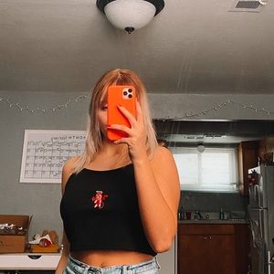 Devil embroidered tank